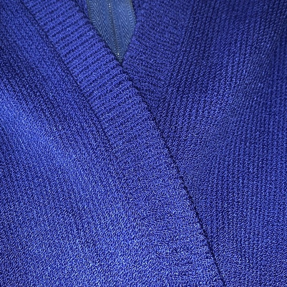 Vintage Gorgeous Knitted V-Neck Authentic St John by Marie Gray Dress Royal Blue - Picture 11 of 12